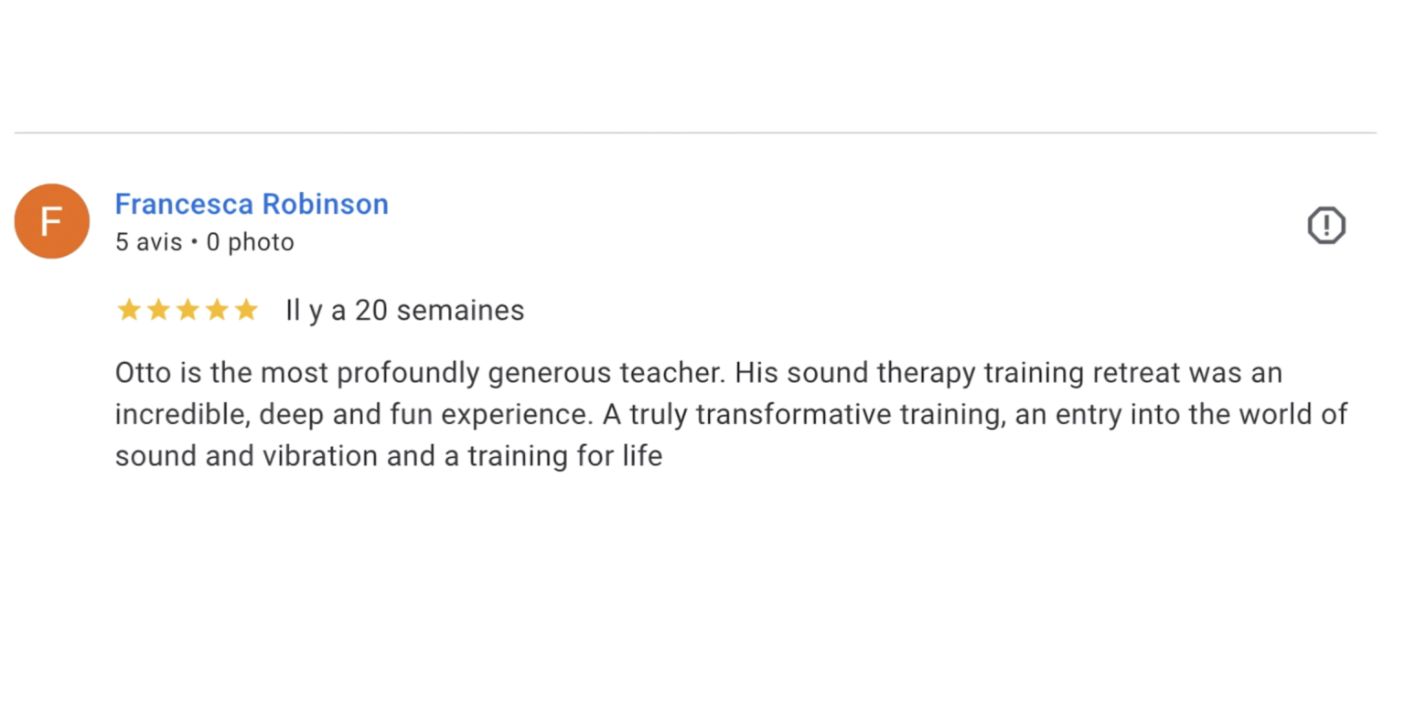 Testimonial Student retreat Sound Healing training