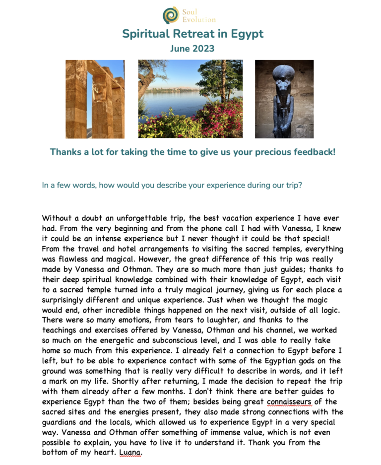 Ancient Egypt retreat 2026 Testimonial Luana